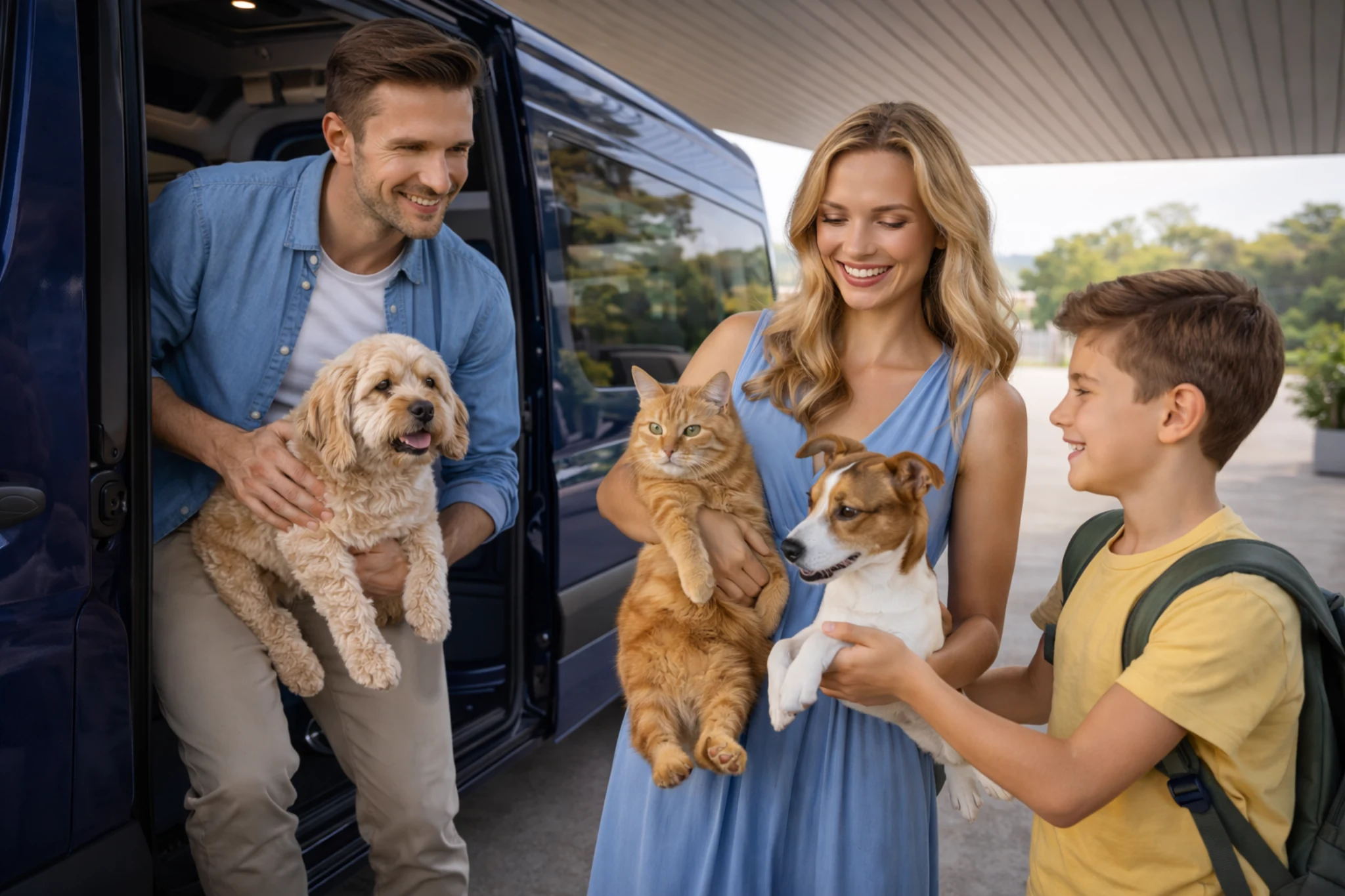 Family travelling with pets